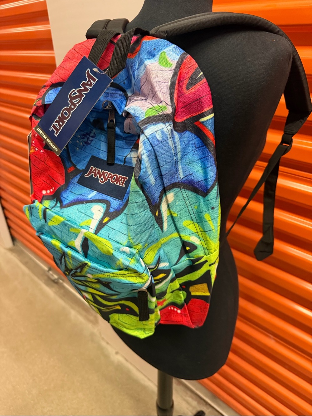 NWT JanSport High Stakes Multicolor Graffiti Print Backpack - Blue/Red/green - Picture 4 of 7